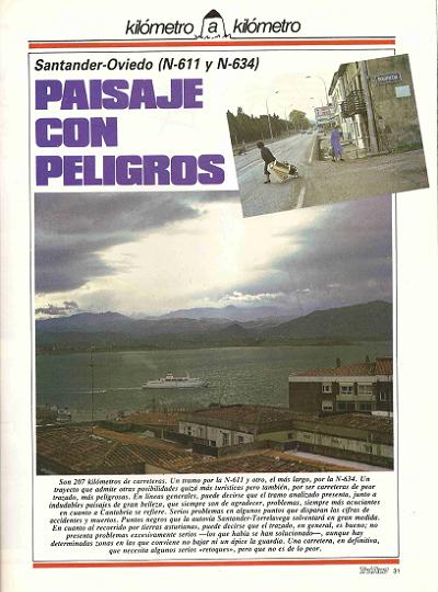 Revista Tráfico, nº 6 (diciembre de 1985). Kilómetro y kilómetro: Santander-Oviedo (N-611 y N-634). Paisaje con peligros