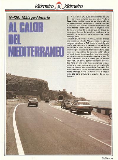 Revista Tráfico, nº 13 (julio/agosto de 1986). Kilómetro a kilómetro: Málaga-Almería (N-340). Al calor del Mediterráneo