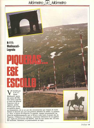 Revista Tráfico, nº 30 (febrero de 1988). Kilómetro y kilómetro: Medinaceli-Logroño (N-111). Piqueras... ese escollo