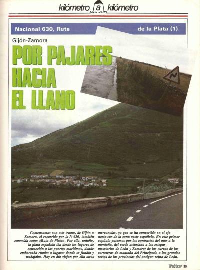 Revista Tráfico, nº 36 (septiembre de 1988). Kilómetro y kilómetro: Ruta de la Plata (I). Gijón-Zamora (N-630). Por Pajares hacia el llano