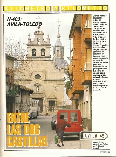 Revista Tráfico, nº 63 (febrero de 1991). Kilómetro y kilómetro: Ávila-Toledo (N-403). Entre las dos Castillas