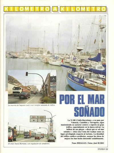Revista Tráfico, nº 80 (septiembre de 1992). Kilómetro y kilómetro: Valencia-Tortosa (N-340). Por el mar soñado