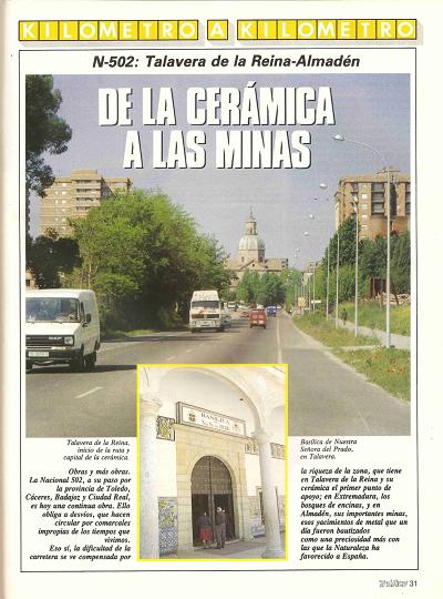 Revista Trfico, n 67 (junio de 1991). Kilmetro y kilmetro: Talavera de la Reina-Almadn (N-502). De la cermica a las minas
